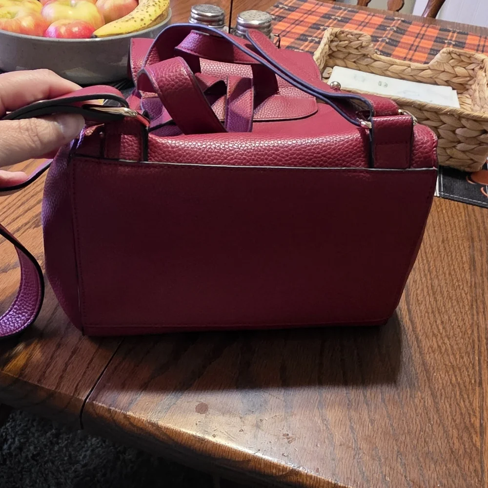 Faux Leather Backpack Red
